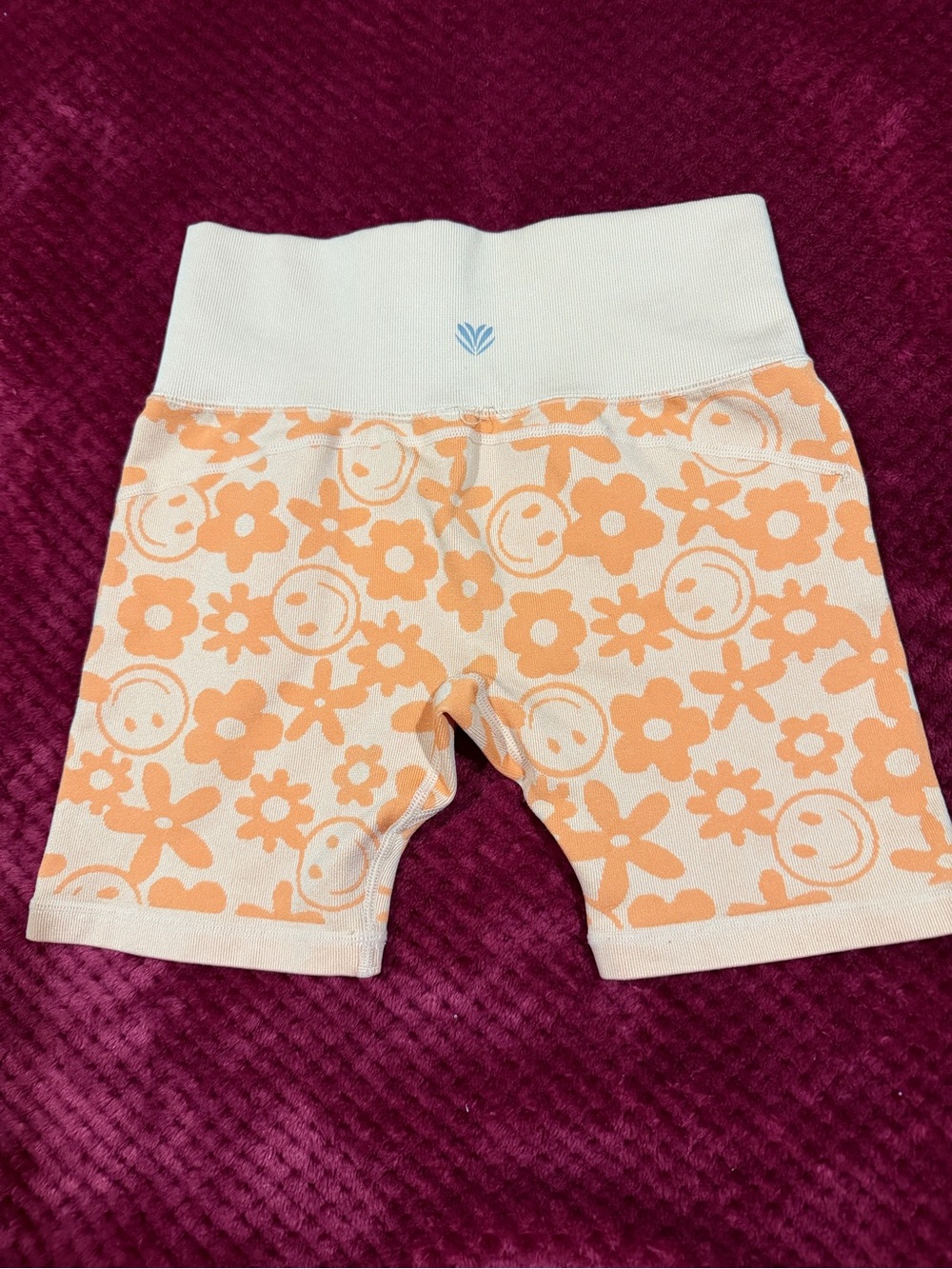 Forever 21 Peach Floral & Smile Knit Shorts